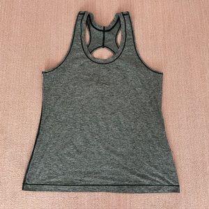 Athleta racerback tank in performance stretch, heather green